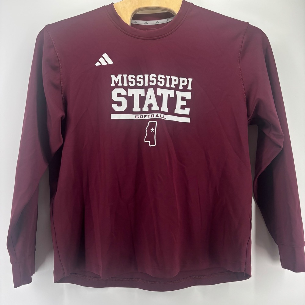 Adidas Mississippi State Softball Shirt Unisex Large Maroon Long Sleeve NCAA